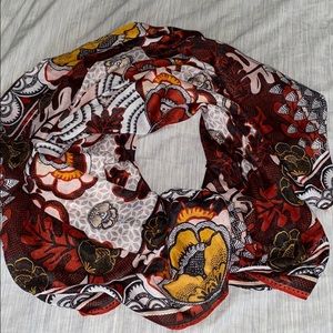 H&M Large Square Multi Color Floral/Leaf Scarf